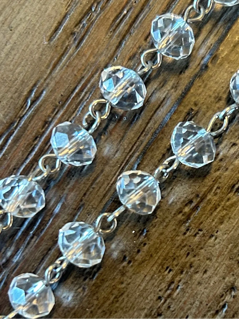 Crystal Bead Necklace w/Baseball Charm- It's All About That Base Approx. 30”